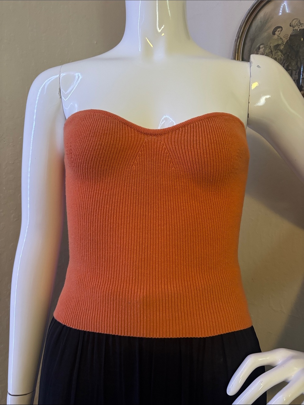 Princess Polly Orange Strapless Ribbed Knit Tube Top